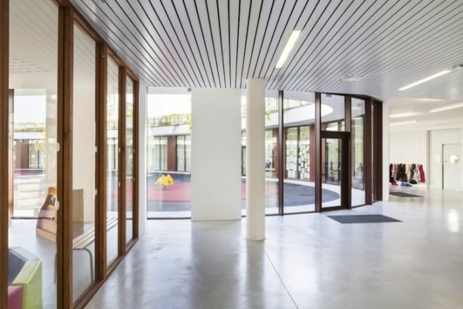 green roof, daylighting, pixelated facade, Mikou Design Studio, Bobigny School in France, sustainable design, eco-design, green design, urban design, education, Bobigny
