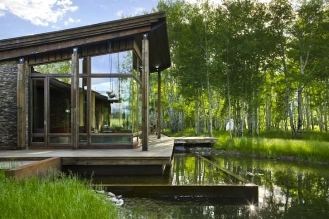 geothermal, Ward + Blake Architects, Wyoming, EHA Residence, sustainable materials, bamboo, LED lighting, water table, recycled materials, low carbon footprint, corten steel, sustainable design, green design, eco-design