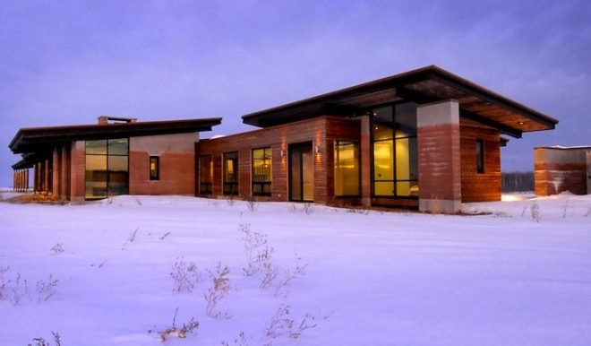 rammed earth, Ward+Blake, Idaho, Squirrel, green roof, Earthwall, green design, geothermal, ground source heat pump, sustainable design, eco-design, reclaimed materials, recycled materials, solar gain, thermal massing, insulation