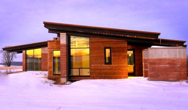 rammed earth, Ward+Blake, Idaho, Squirrel, green roof, Earthwall, green design, geothermal, ground source heat pump, sustainable design, eco-design, reclaimed materials, recycled materials, solar gain, thermal massing, insulation