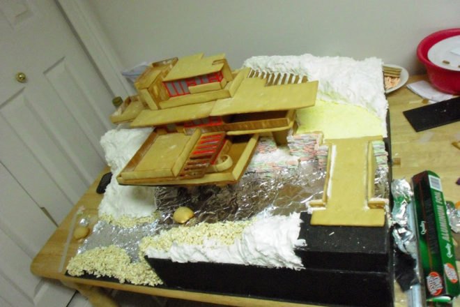Falling Water, architecture, Gingerbread House, holiday, Frank Lloyd Wright, DIY, baking, christmas