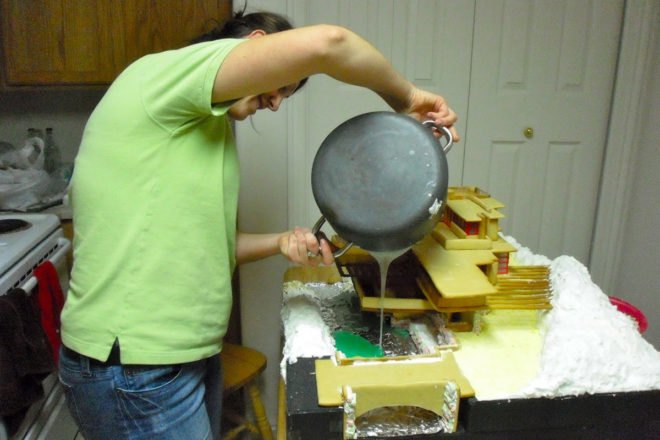 Falling Water, architecture, Gingerbread House, holiday, Frank Lloyd Wright, DIY, baking, christmas