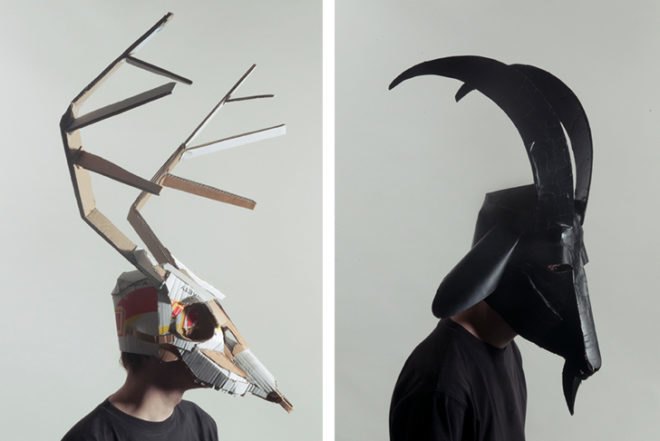 Jozef Mrva, masks, animals, recycled cardboard, Nietzsche, Shamanic, Art, DIY, Recycled Materials, Recycling / Compost, animal mask