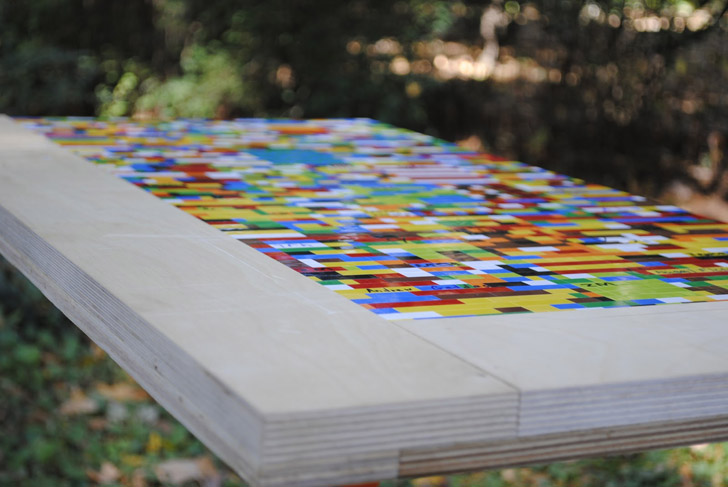 MDC Interiors, lego table, lego bricks, sustainable design, green design, green furniture, recycled furniture, recycled materials, green interiors, sustainable furniture