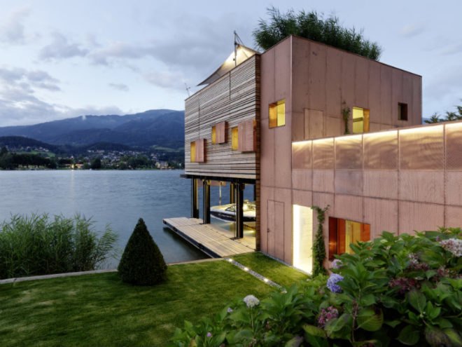 Millstätter Lake Boat House, MHM Architects, boat house, energy efficient design, austria, green roof