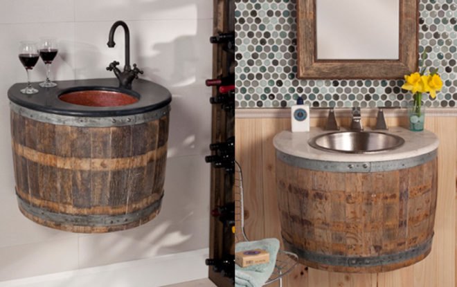 Wine Barrels, Native Trails, Artisan, Bathrooms, Furnishings Fixtures, San Luis Obispo, Reclaimed Materials, French oak barrels, Decorative Plumbing and Hardware Association, Bordeaux, Chardonnay, Cabernet, vanities, mirrors
