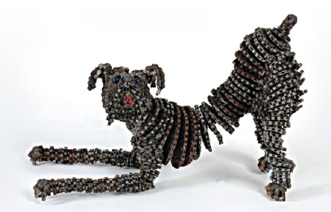 green design, eco design, sustainable design, Nirit Levav, recycled bicycle chains, bicycle chain sculpture, bicycle chain dogs, Israeli Artist, eco art, upcycled art, bicycle art