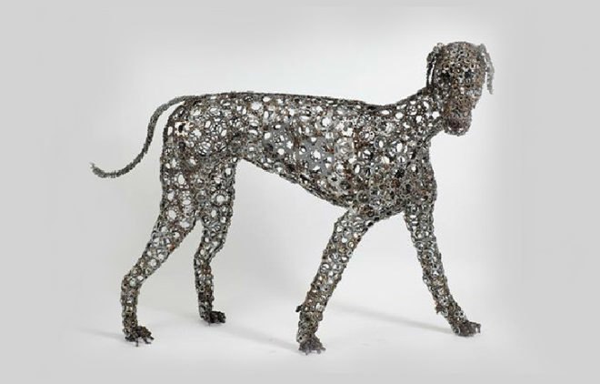 green design, eco design, sustainable design, Nirit Levav, recycled bicycle chains, bicycle chain sculpture, bicycle chain dogs, Israeli Artist, eco art, upcycled art, bicycle art
