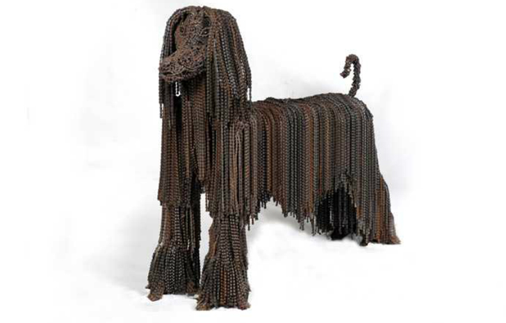 green design, eco design, sustainable design, Nirit Levav, recycled bicycle chains, bicycle chain sculpture, bicycle chain dogs, Israeli Artist, eco art, upcycled art, bicycle art