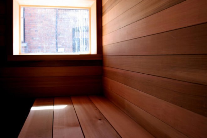 Sauna Box, Castor Design, shipping container sauna, sauna, self-sufficient, solar power, wood-fired sauna