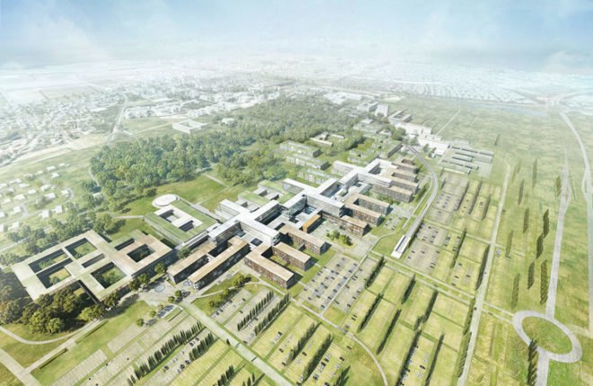 New Aalborg University Hospital, Aalborg, Denmark, Schmidt Hammer Lassen Architects, masterplanning, hospital, landscape, daylighting, Aalborg University, Northern Jutland