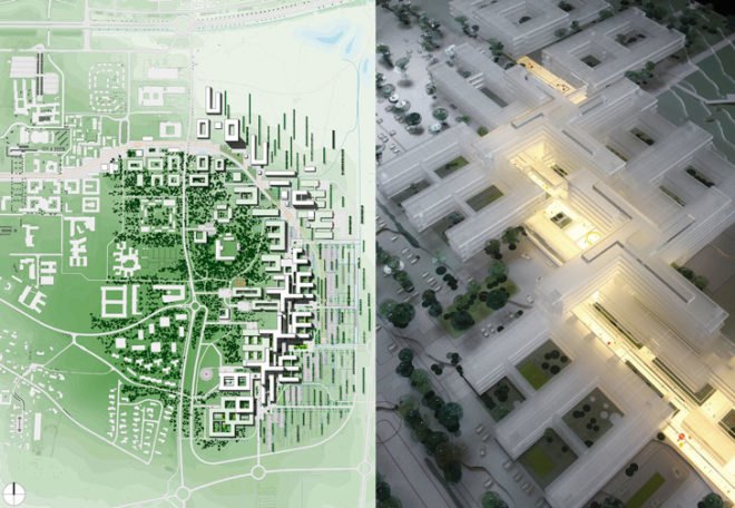 New Aalborg University Hospital, Aalborg, Denmark, Schmidt Hammer Lassen Architects, masterplanning, hospital, landscape, daylighting, Aalborg University, Northern Jutland