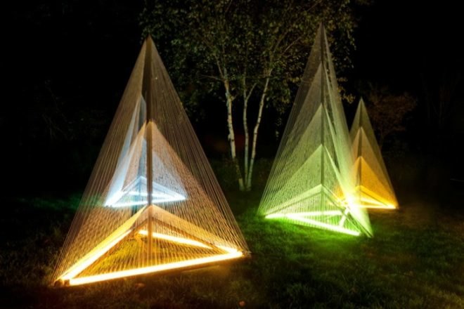 Sébastien Preschoux, nuit blanche, light sculpture, green art, sustainable artwork, installation art, glowing artwork,