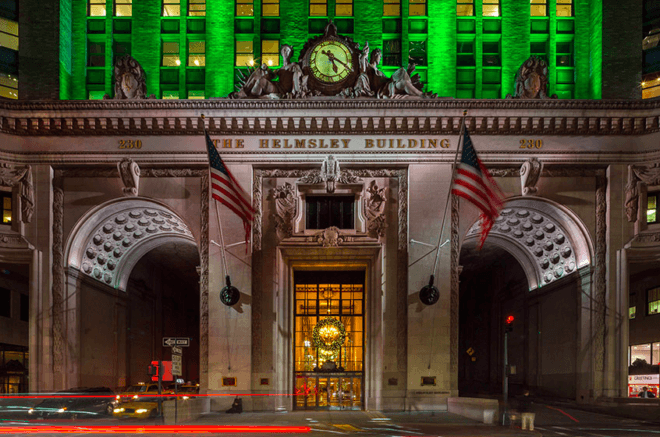 The Helmsley Building, new york, energy efficiency, Architecture, green technology, Green renovation, Green Lighting, LEED Gold certification, LED lights from Lumenpulse, The Lighting Practice, Jewel of Park Avenue