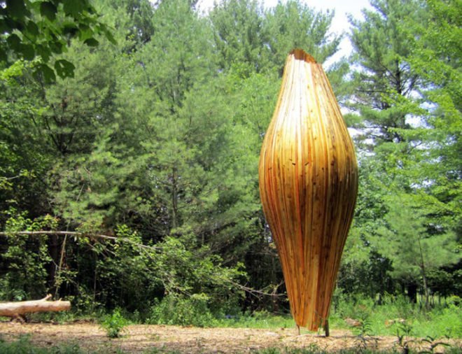 Mike Godell, birdcraft, eco art, sustainable sculpture, green art, Stevens Point Sculpture Park, Aldo Leopold Audubon Society, reclaimed wood, reclaimed lumber, green building, sustainable building, bird house