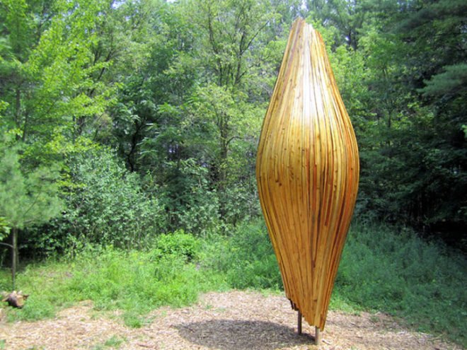 Mike Godell, birdcraft, eco art, sustainable sculpture, green art, Stevens Point Sculpture Park, Aldo Leopold Audubon Society, reclaimed wood, reclaimed lumber, green building, sustainable building, bird house