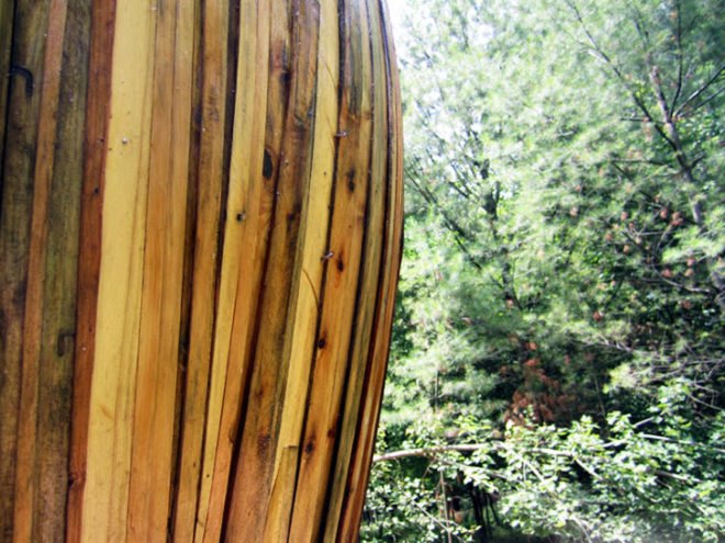 Mike Godell, birdcraft, eco art, sustainable sculpture, green art, Stevens Point Sculpture Park, Aldo Leopold Audubon Society, reclaimed wood, reclaimed lumber, green building, sustainable building, bird house
