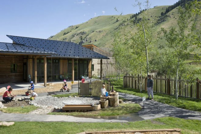 Teton County Children’s Learning Center, Ward+ Blake Architects, D.W. Arthur Associates Architecture, Jackson, Wyoming, LEED Gold, green roof, geothermal, daylight,