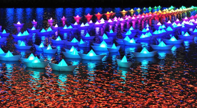 aether hemera, voyage, led lights, led, boats, art installation, green art, eco art, sustainable design, green design, green lighting, energy-efficient lighting, public art