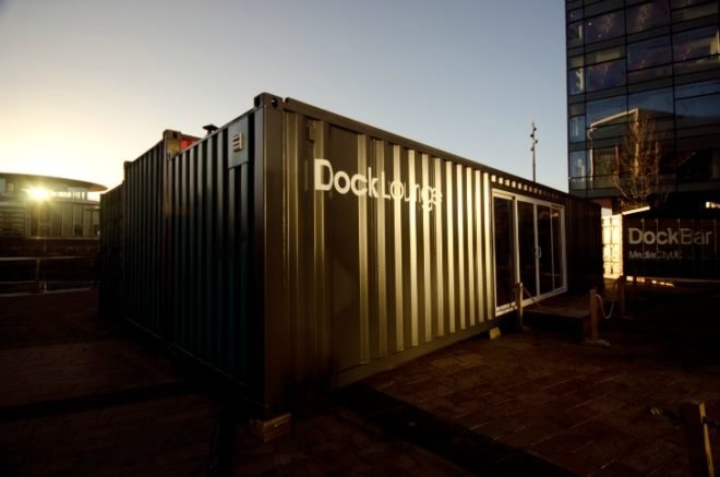whitecrates, whitecircle, dockloung, mediacity, converted crates, shipping containers, green conversions, sustainable architecture, reused containers