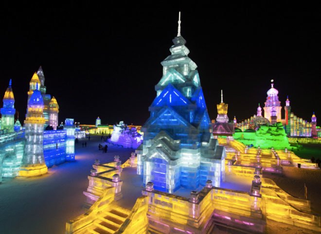 Harbin Ice Festival, china light snow festival, ice festival, sustainable art, ice artwork, green design