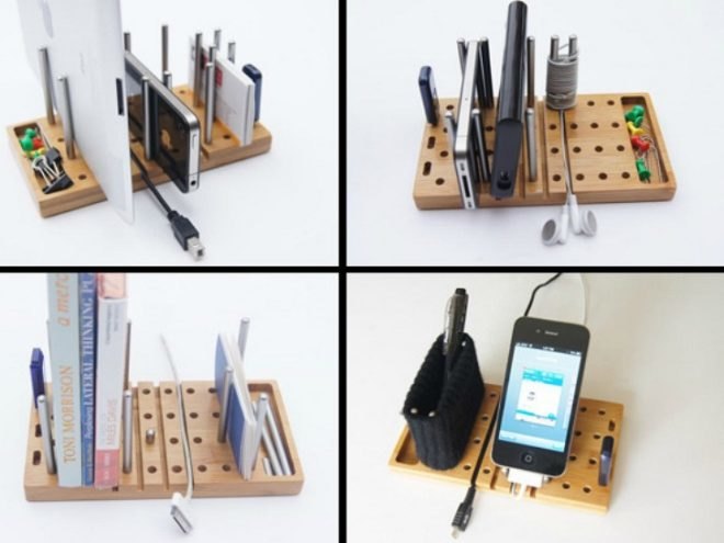 B&A Studio, Modo, modular desktop organizer, Kickstarter, Kickstarter campaign, bamboo stand, desktop organizer, aluminum pegs, electronic device display, electronic device holder, protective capacitive caps, electronic device stylus
