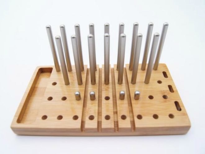 B&A Studio, Modo, modular desktop organizer, Kickstarter, Kickstarter campaign, bamboo stand, desktop organizer, aluminum pegs, electronic device display, electronic device holder, protective capacitive caps, electronic device stylus