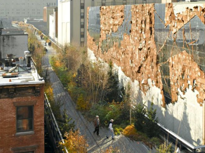 Broken Bridge II, El Anatsui, recycled materials, high line, high line art, public art, art nyc