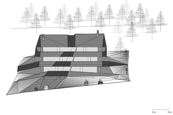 Larch, copper, pre-oxidized copper, vernacular, planning regulations, mountain homes, luxurious mountain getaway, Italy, Dolomite Mountains, Dolomitenblick, PLASMA Studio, green design, sustainable design, eco-design, daylighting, solar gain