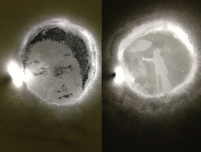 green design, eco design, sustainable design, ICe Hotel Sweden, Eszter Augustine Sziksz, Nikilla Carroll, screen printed ice, LED lights