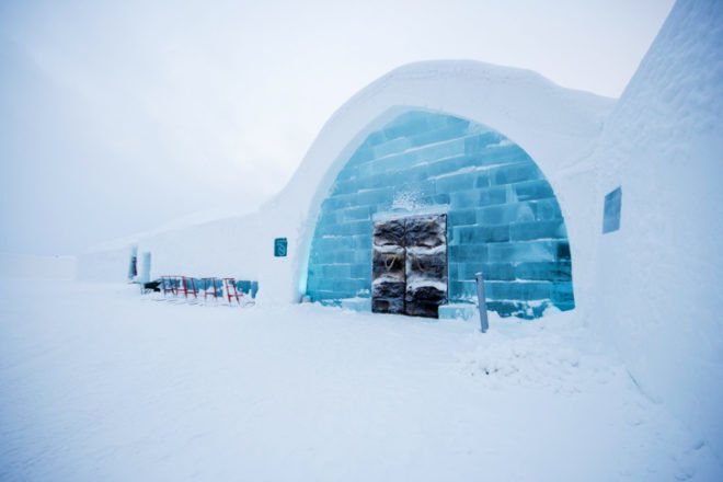 green design, eco design, sustainable design, ICe Hotel Sweden, Eszter Augustine Sziksz, Nikilla Carroll, screen printed ice, LED lights
