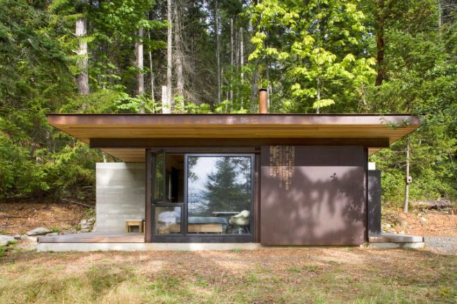 Gulf Islands Cabin, Olson Kundig Architects, british columbia, fire proof cabin, small space living, eco cabin, green cabin