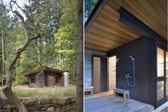 Gulf Islands Cabin, Olson Kundig Architects, british columbia, fire proof cabin, small space living, eco cabin, green cabin