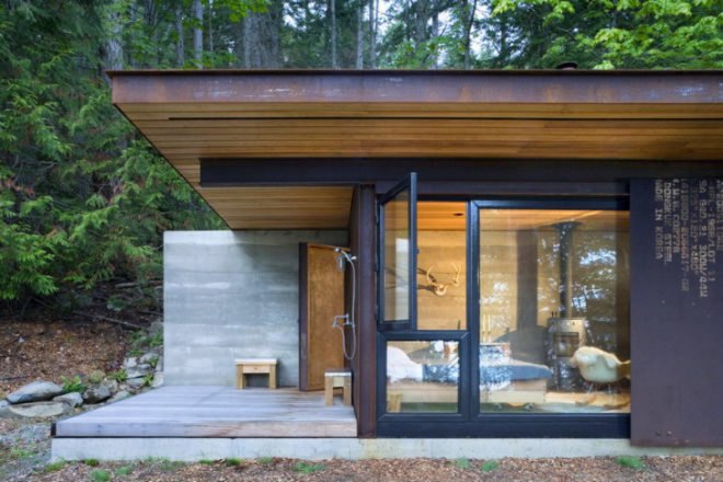 Gulf Islands Cabin, Olson Kundig Architects, british columbia, fire proof cabin, small space living, eco cabin, green cabin