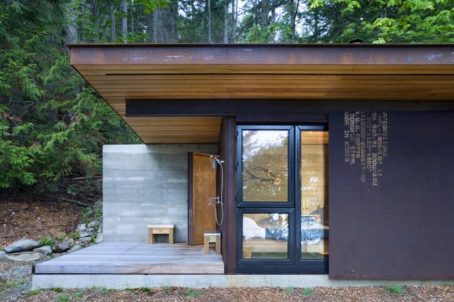 Gulf Islands Cabin, Olson Kundig Architects, british columbia, fire proof cabin, small space living, eco cabin, green cabin