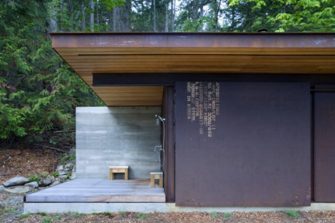 Gulf Islands Cabin, Olson Kundig Architects, british columbia, fire proof cabin, small space living, eco cabin, green cabin