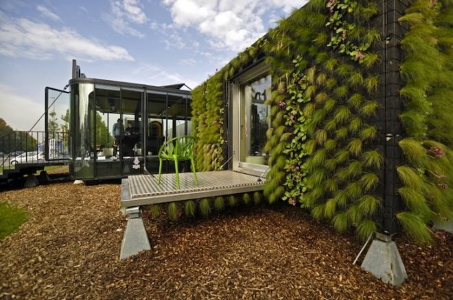Belgium, HUB01, vertical garden, solar cladding, solar energy, solar panels, wind turbine, green design, modular student housing, Katho Catholic Academy, A3 Architects, dmvA Architecten, student housing covered in plants