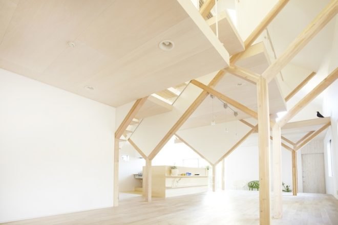 Y beams, hanging floors, House H, Hiroyuki Shinozaki Architects, tokyo, Matsudo City, Chiba Prefecture, Japan, green design, sustainable design, eco-design, daylighting, minimalism, Japanese minimalism, urban design, sustainable renovation, green renovation