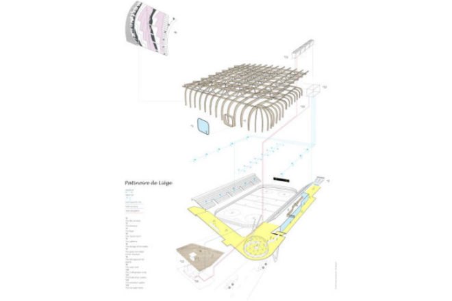 Ice Rink of Liège, l'Escaut, ice rink, belgium, whale shaped ice rink, energy efficient design