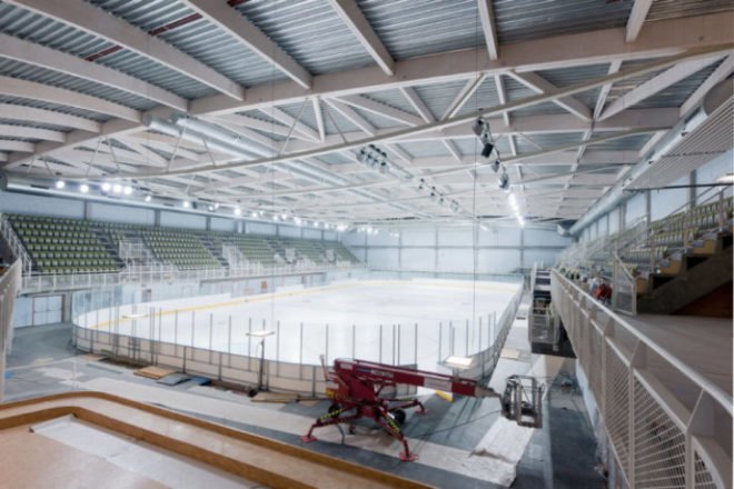 Ice Rink of Liège, l'Escaut, ice rink, belgium, whale shaped ice rink, energy efficient design