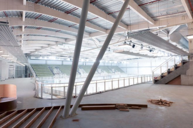 Ice Rink of Liège, l'Escaut, ice rink, belgium, whale shaped ice rink, energy efficient design