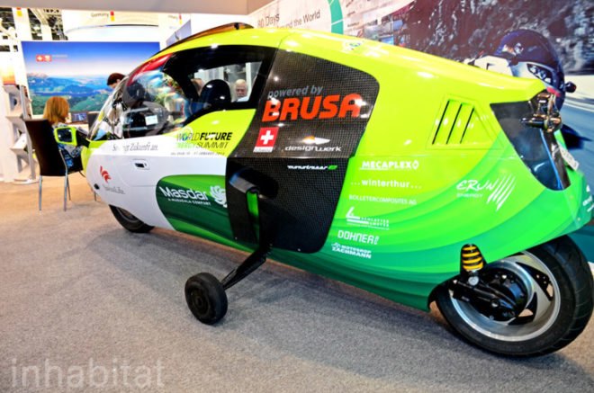 Tobias Wülser, Designwerk, Zerotracer, Abu Dhabi, Masdar, Brusa, Swiss, Around the world in 80 days, green transportation, electric bike, closed cabin electric bike, Swiss electric bike, luxury electric bike, world's most efficient luxury vehicle, design, sustainable design, World Future Energy Summit 2013, eco design