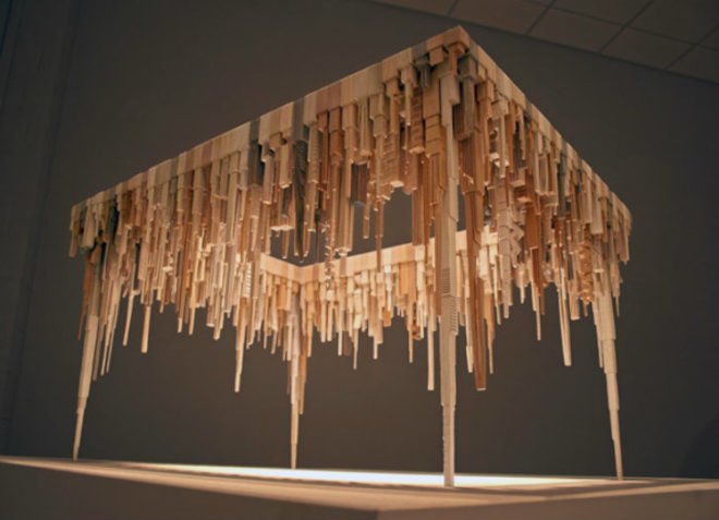 James McNabb, City Series, scrap wood, reclaimed wood, art exhibit, cityscapes, woodworking, carpentry, craftsman