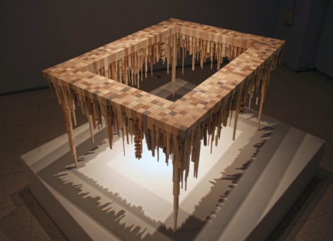 James McNabb, City Series, scrap wood, reclaimed wood, art exhibit, cityscapes, woodworking, carpentry, craftsman