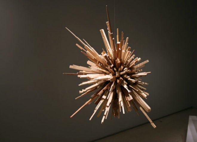 James McNabb, City Series, scrap wood, reclaimed wood, art exhibit, cityscapes, woodworking, carpentry, craftsman