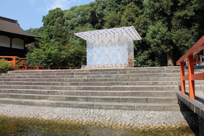 Kengo Kumas, kyoto, Kamo no Chomei, transparent shelter, temporary architecture, Japanese cedar, ETFE plastic, magnets, Architecture, Art, Daylighting,