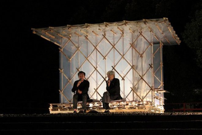 Kengo Kumas, kyoto, Kamo no Chomei, transparent shelter, temporary architecture, Japanese cedar, ETFE plastic, magnets, Architecture, Art, Daylighting,