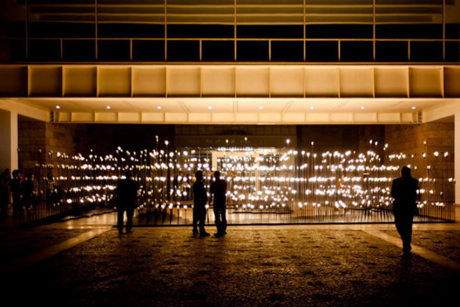 LEDscape, Like Architects, green lighting, light installation, lisbon, ikea, led bulbs, led lights