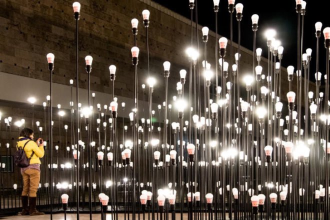 LEDscape, Like Architects, green lighting, light installation, lisbon, ikea, led bulbs, led lights
