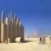 Malka Architecture, Loopcamp, Burning Man, recycled materials, musical architecture, musical art, giant paper towel cartons, Black Rock City, Black Rock Desert, festivals, festival art, France, desert, musical paper cylinders, recycled paper, green design, sustainable design, eco design